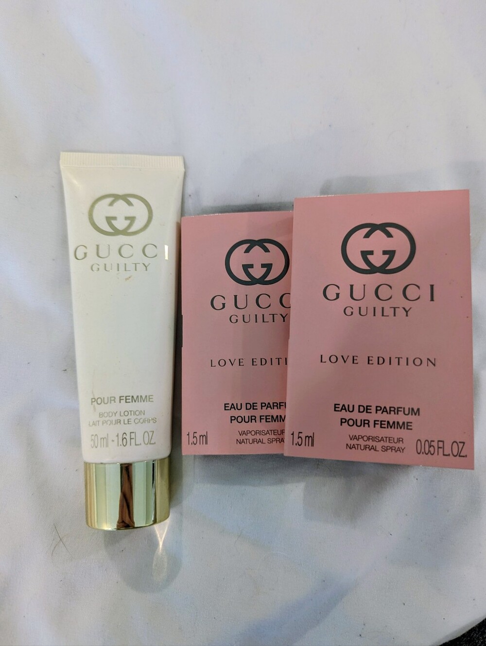 Gucci Guilty Body Lotion With 2 Gucci Guilty Love Edition Perfume Samples